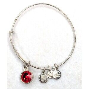 ALEX AND ANI July Ruby Swarovski Crystal Silver-tone Charm Bracelet